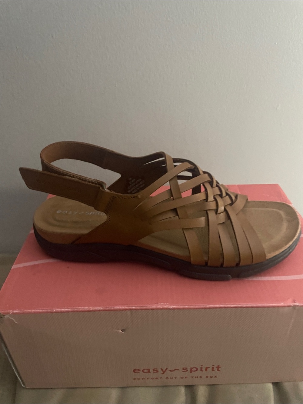 Easy Spirit Brown Woven Leather Slingback Sandal